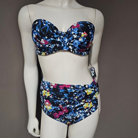 Calvin Klein Printed Balconette Bikini Top & Tummy-Control High-Waist Bottoms - Picture 2 of 11